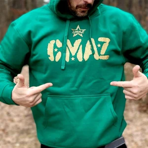 bluza kaptur zielona zloty brokat